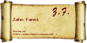 Zahn Fanni névjegykártya